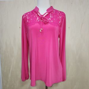 Anne Klein Pink Long Sleeve Blouse Size M